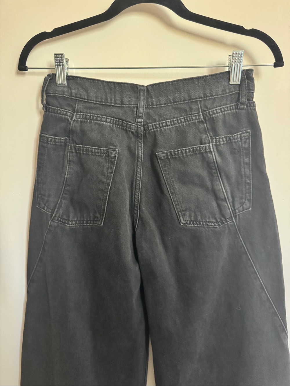 Rag & Bone Sofie Splice High-Rise Wide Leg Jeans - Black/Dark Grey Wide Jeans - Picture 5 of 9